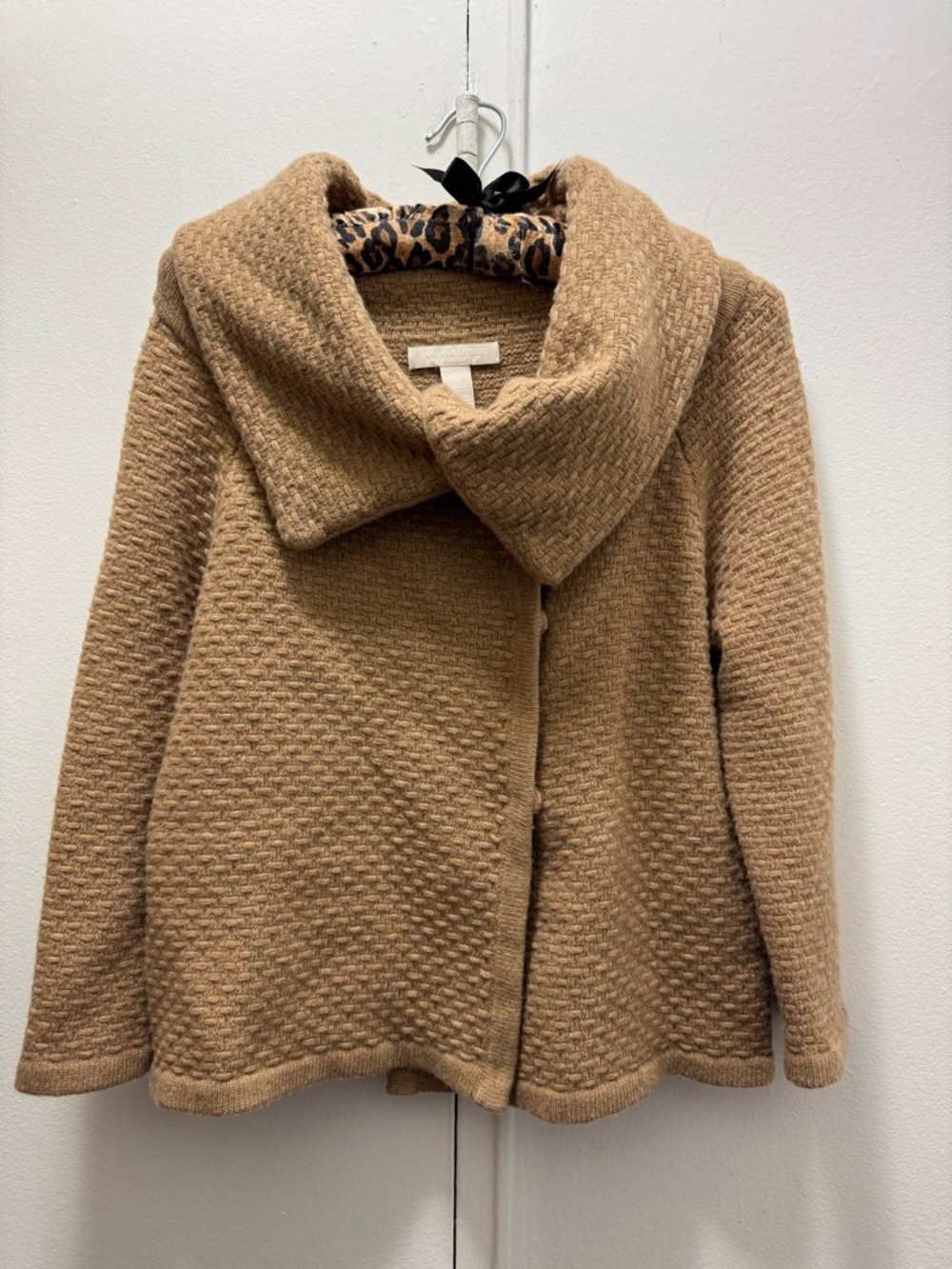 Banana Republic Cashmere Blend Cozy Camel Textured Knit sweater Jacket Medium - Picture 5 of 8